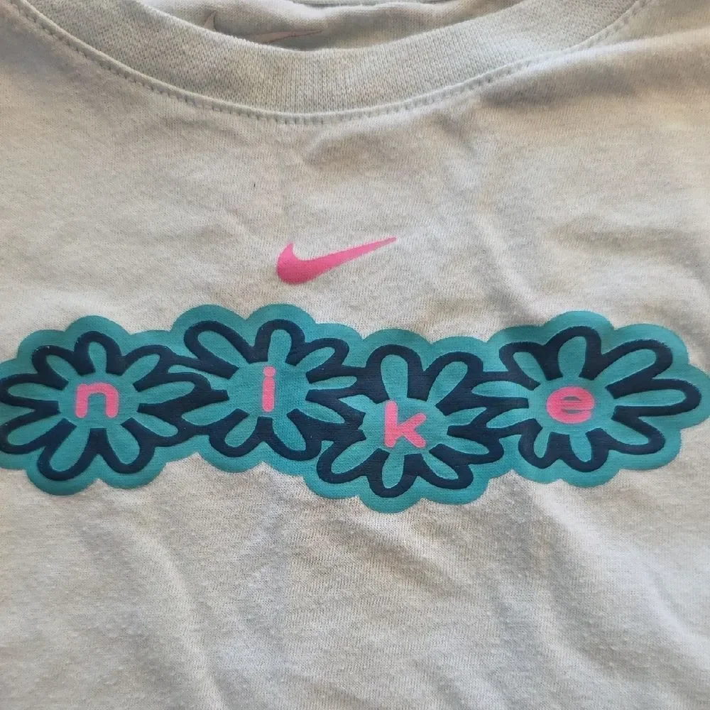 Nike Kids Mint Green T-Shirt with Floral Design